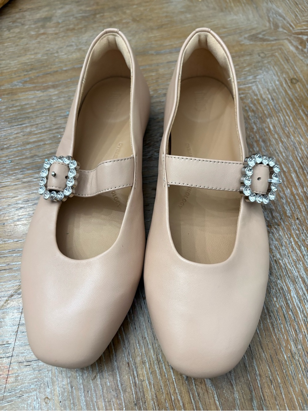 Fitflop Women's Blush Mary Jane Flats with Rhinestone Buckle
